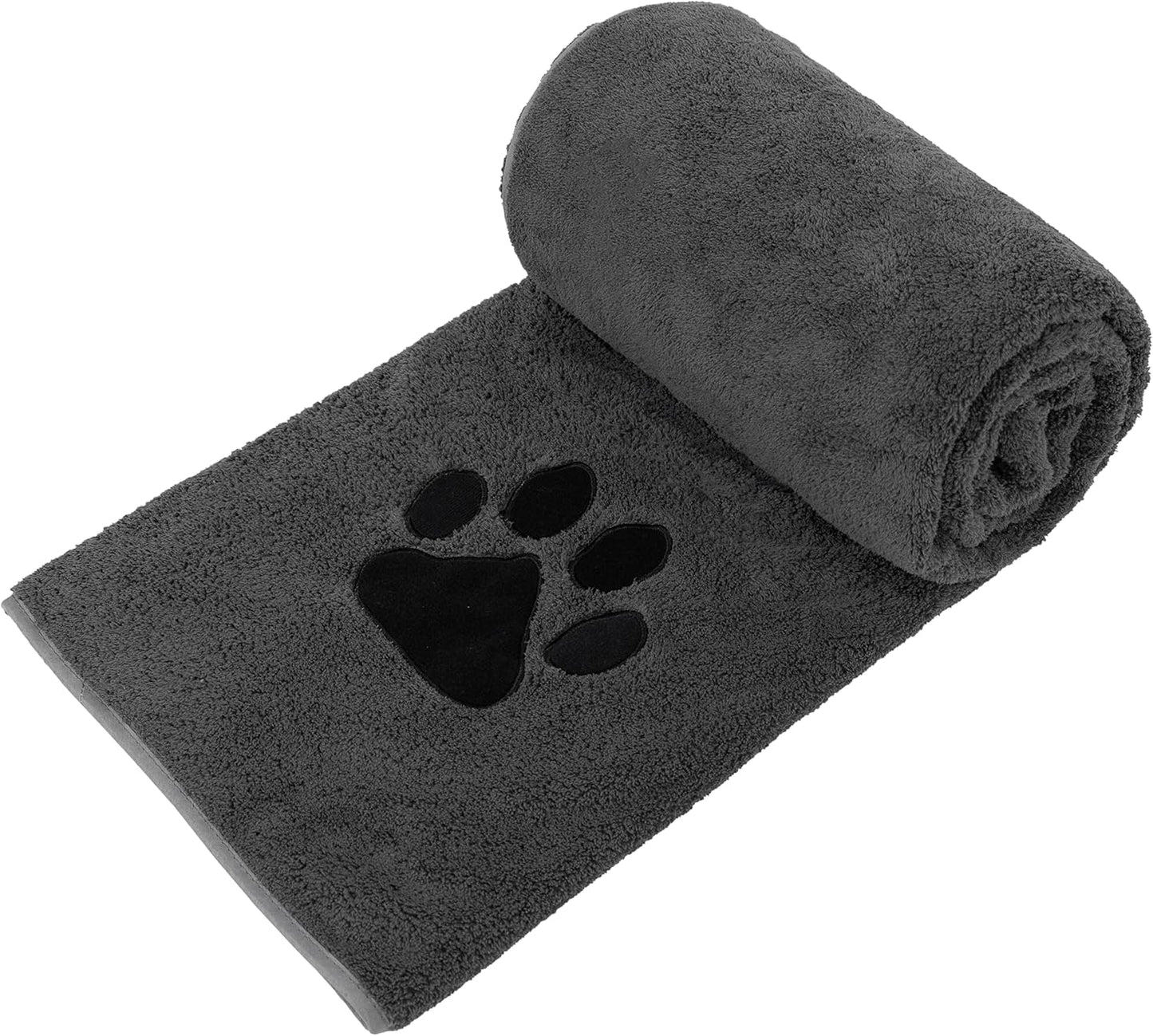 Perco ペット用タオル 超吸水 厚手 マイクロファイバー 犬 猫 体拭き (75cmx127cm, ダークグレー)