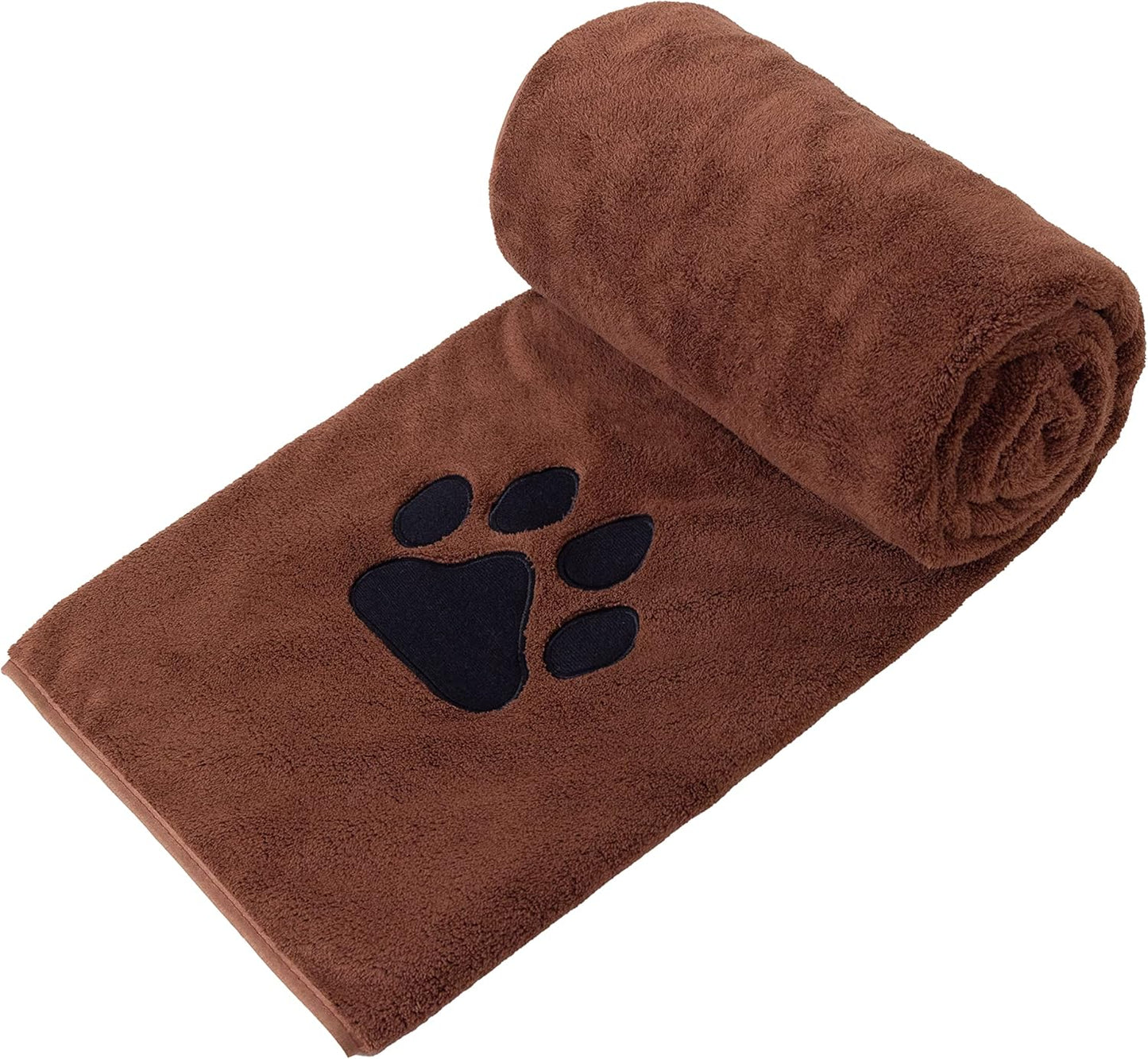 Perco ペット用タオル 超吸水 厚手 マイクロファイバー 犬 猫 体拭き (75cmx127cm, ブラウン)