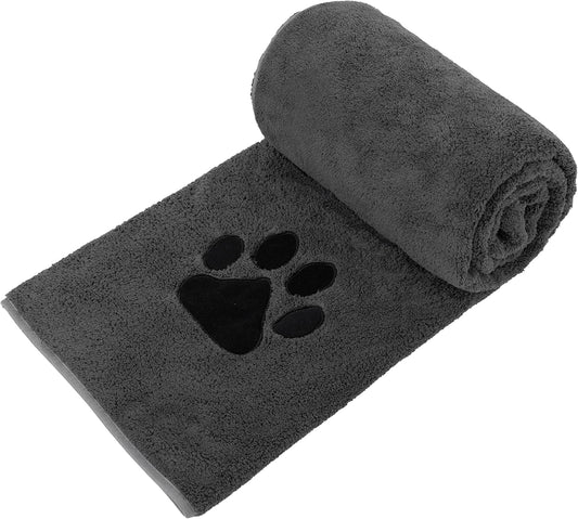 Perco ペット用タオル 超吸水 厚手 マイクロファイバー 犬 猫 体拭き (75cmx127cm, ダークグレー)